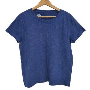 J Crew Girlfriend Tee Deep Blue 100% Cotton Short Sleeve Boxy Fit Size M